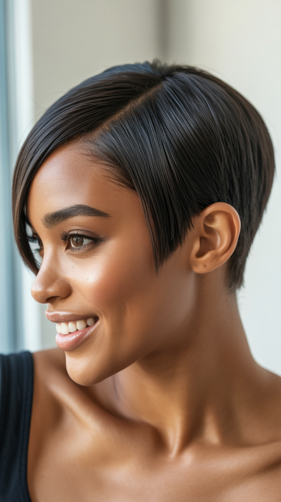 Sleek Pixie with Side Part