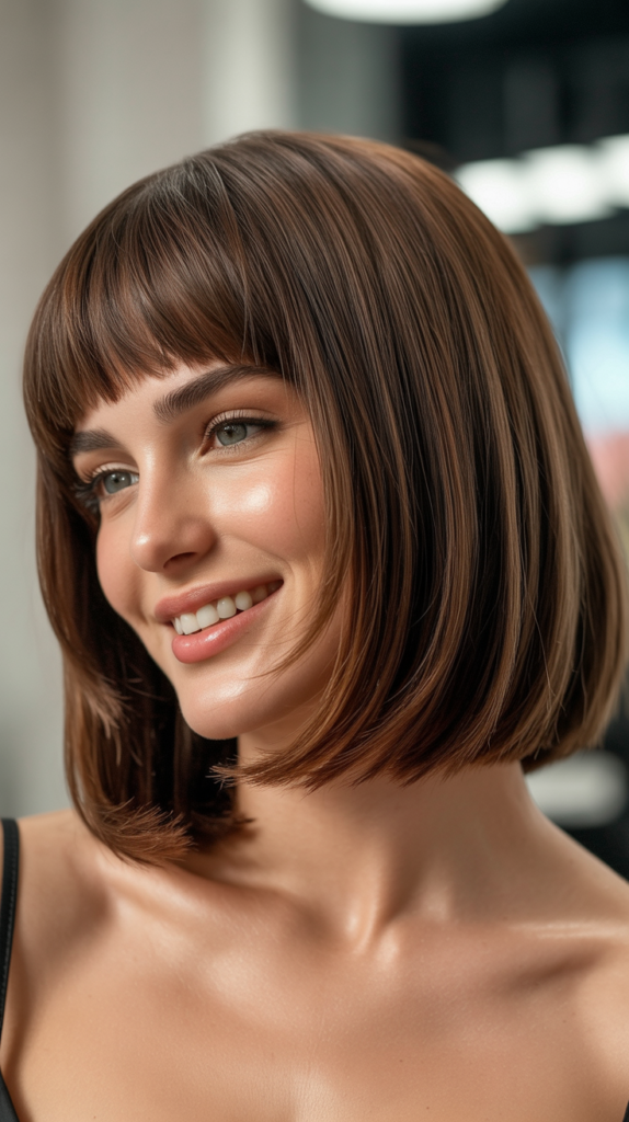Sleek Choppy Bob with Rounded Bangs