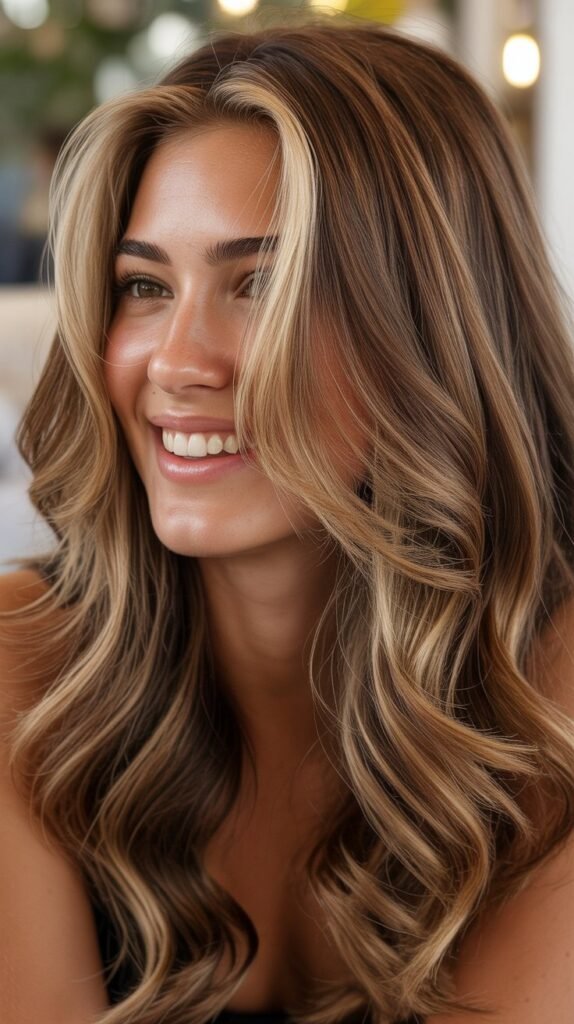 Chocolate Cherry Brown with Subtle Rose Gold Money Piece