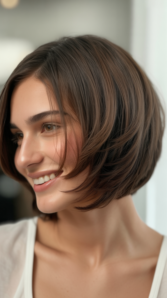 Stacked Bob for Different Hair Densities Within Fine Texture