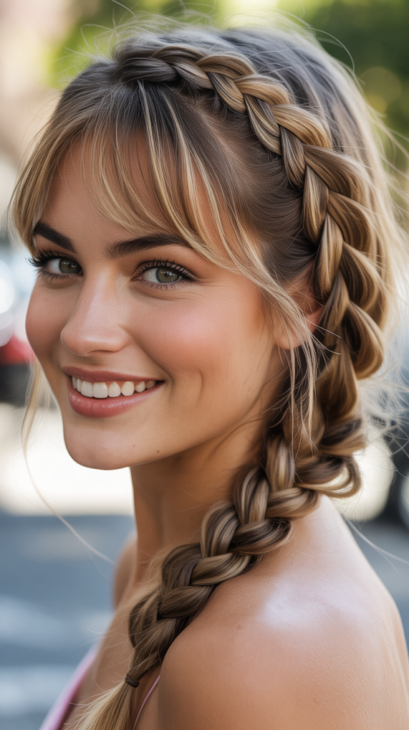 Side Braid with Bangs
