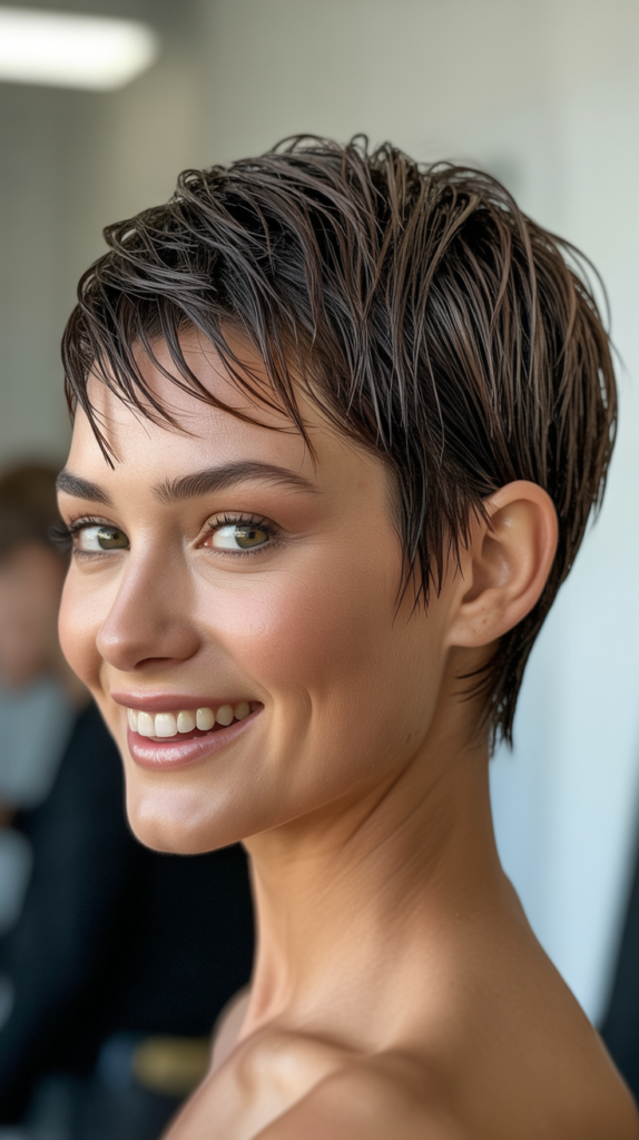 Messy Pixie with Wet Look Styling