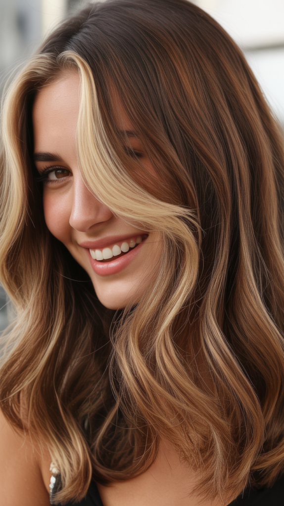 Chocolate Cherry Brown with Subtle Rose Gold Money Piece