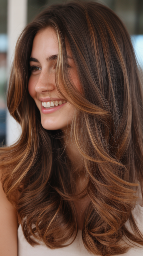 Caramel Highlights on Long Cascading Layers