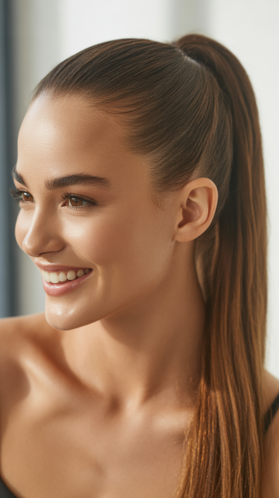 Straight Ponytail with Slicked Edges
