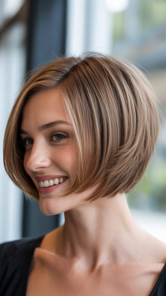 Stacked Bob with Nighttime Hair Care Routines