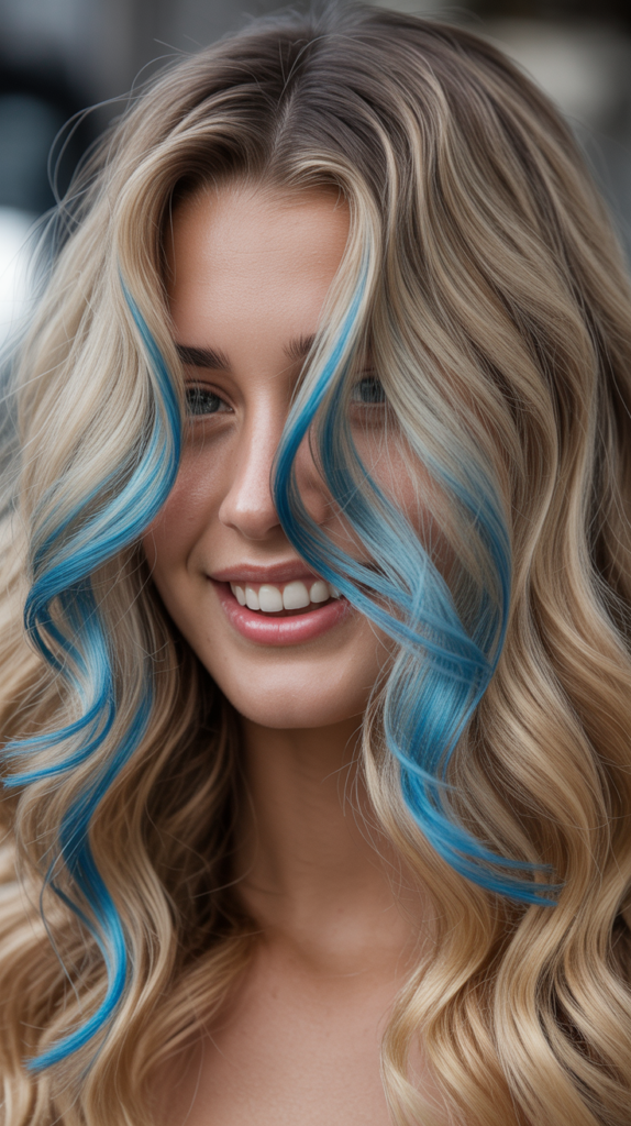 Champagne Blonde with Tiffany Blue Money Pieces