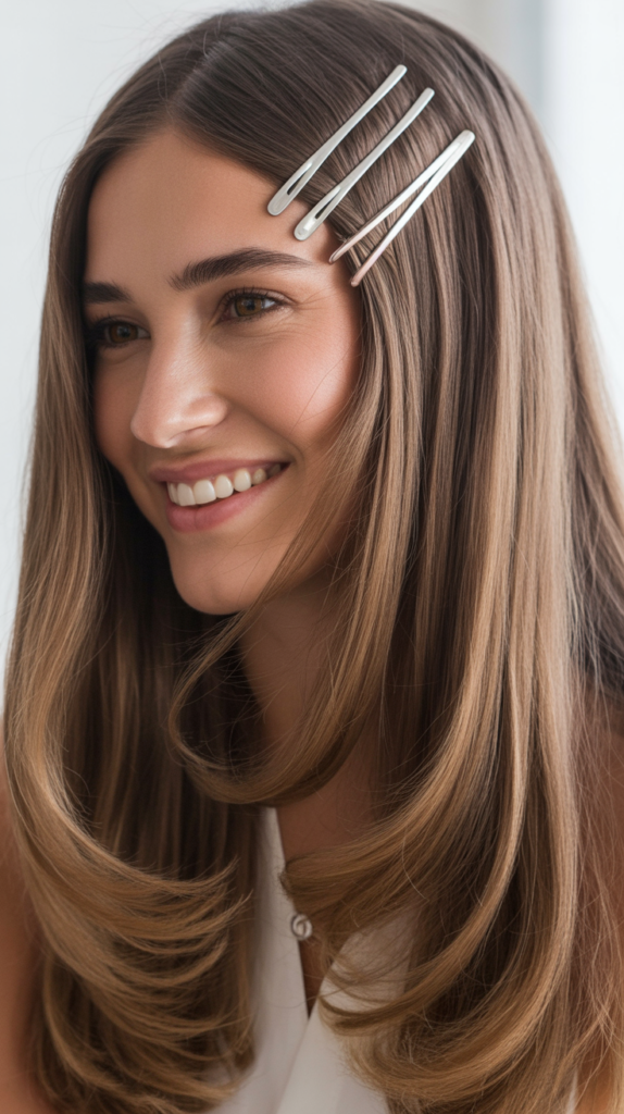 Straight Hair with Hair Clips