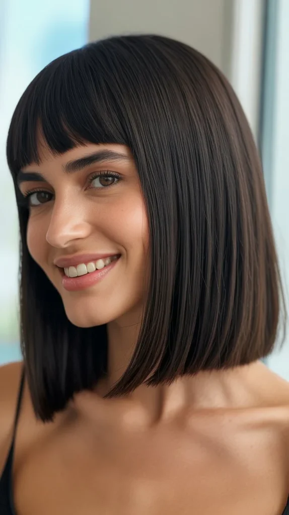 Straight Lob with Micro Bangs