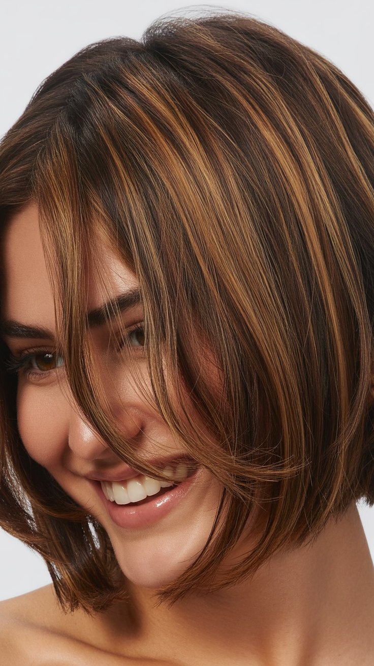 Trendy Lowlights for Short Brown Hair on Brunettes