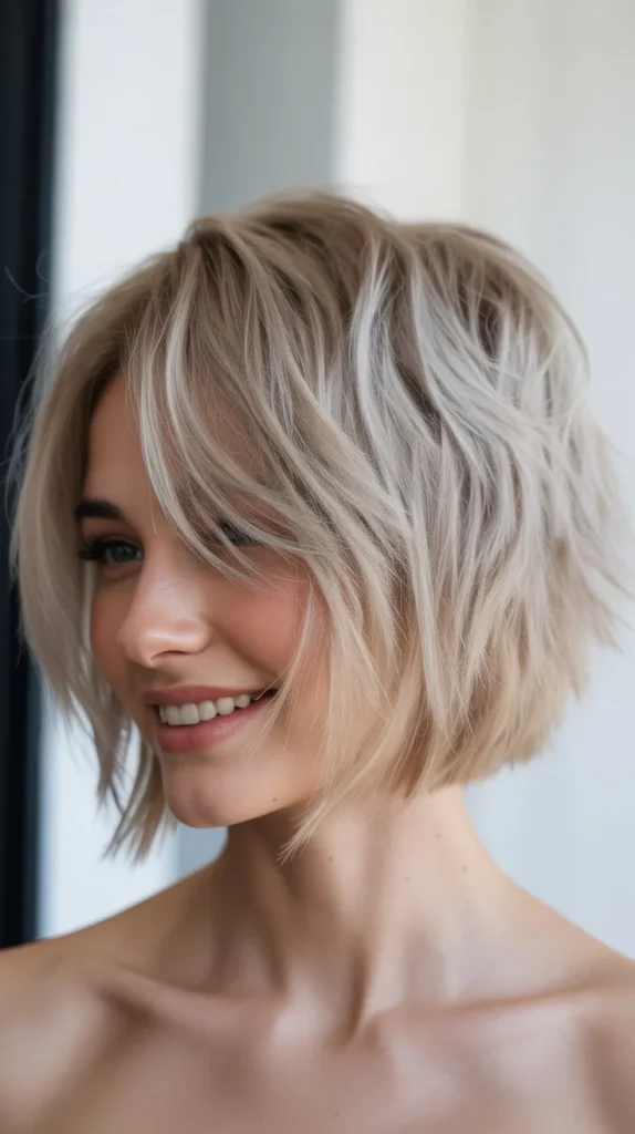Choppy Bob with Platinum Blonde