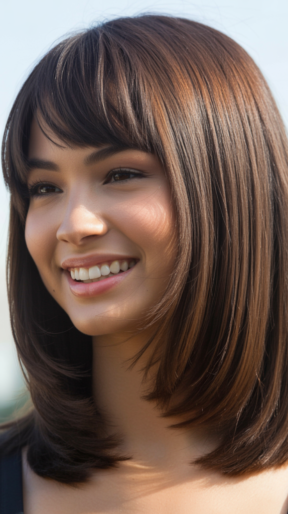 Side-Swept Bangs with Straight Layers