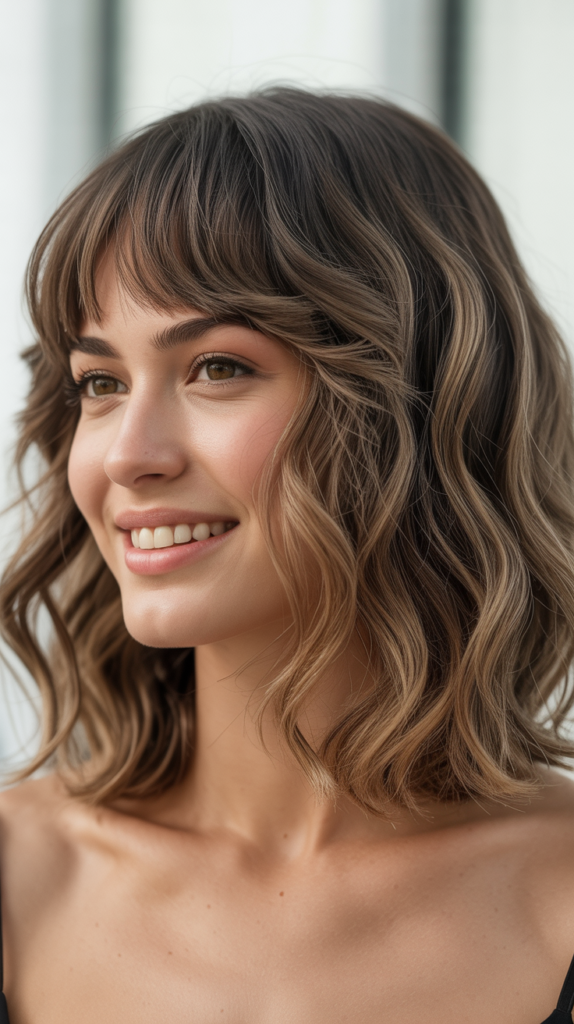 Wavy Bob with Curtain Bangs