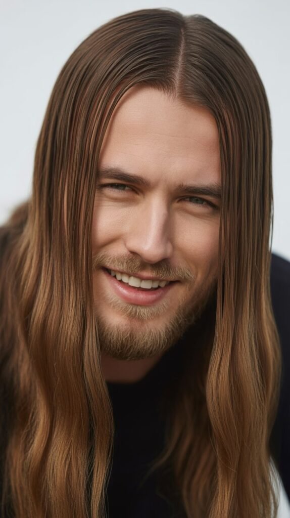 Long Straight Hair with Beard
