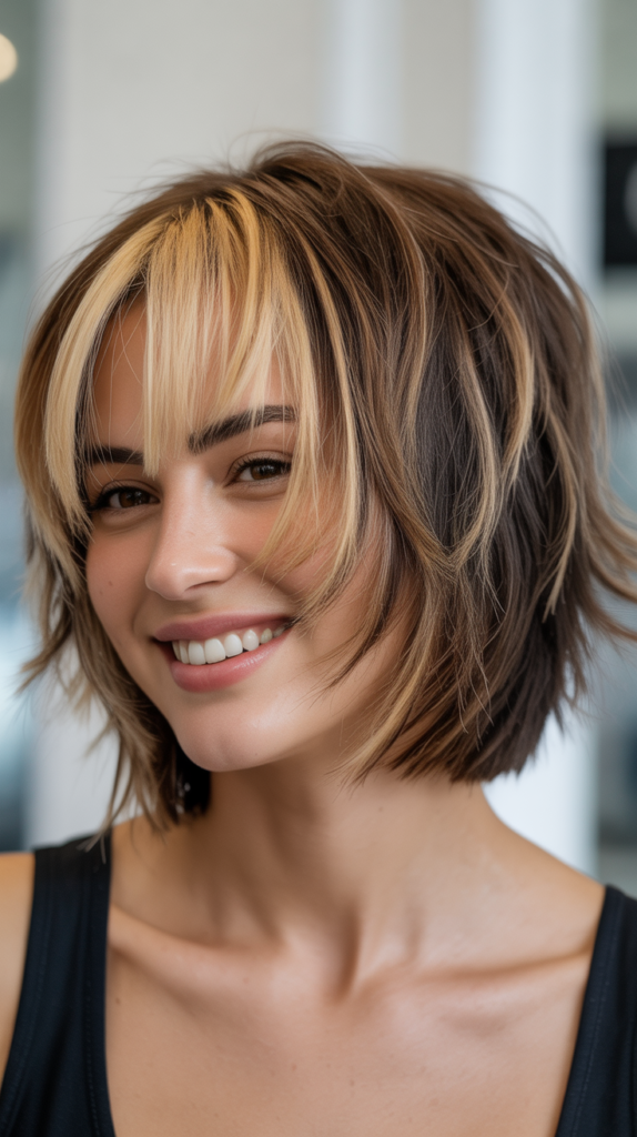 Choppy Bob with Money Pieces