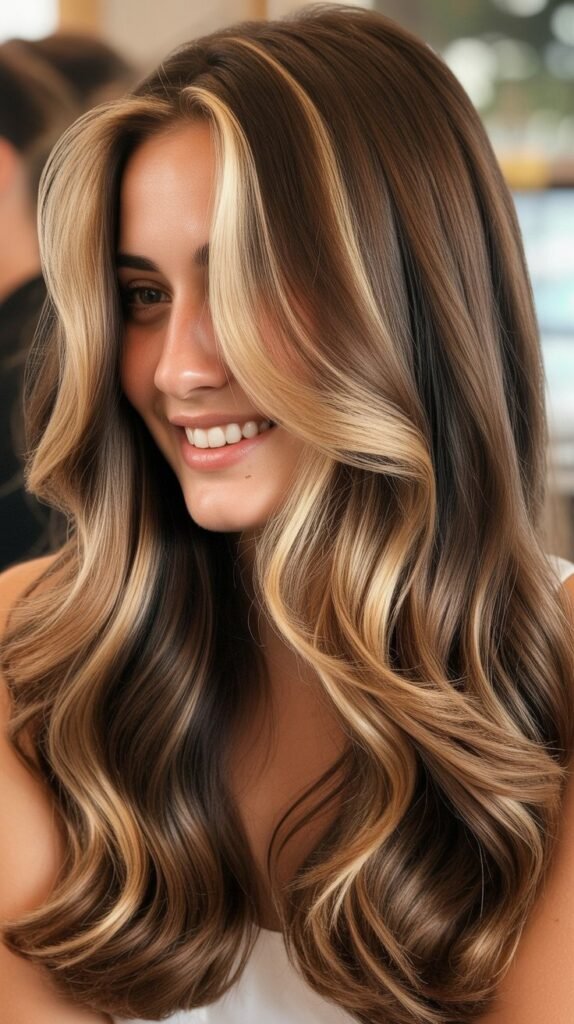 Balayage Brunette Blend with Face-Framing Highlights