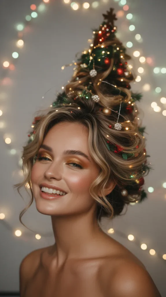 Stunning Christmas Tree Hairstyles to Shine Bright at Any Party