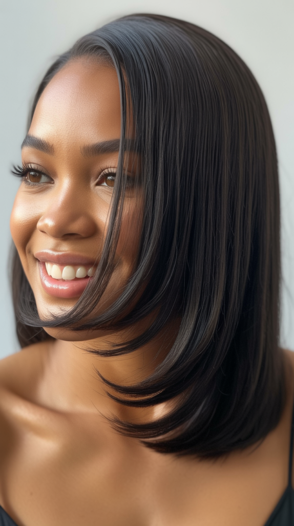 Straight Hair with Curved Ends