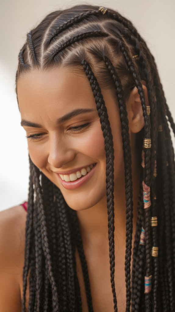 Bohemian Half Cornrows Half Box Braids
