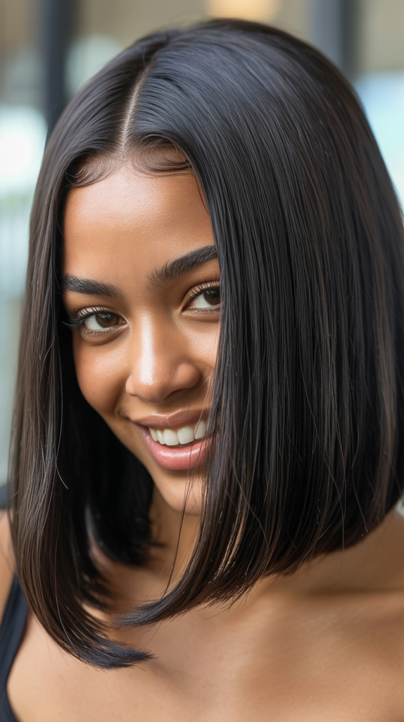 Middle Part Straight Lob with Slight Inward Bend