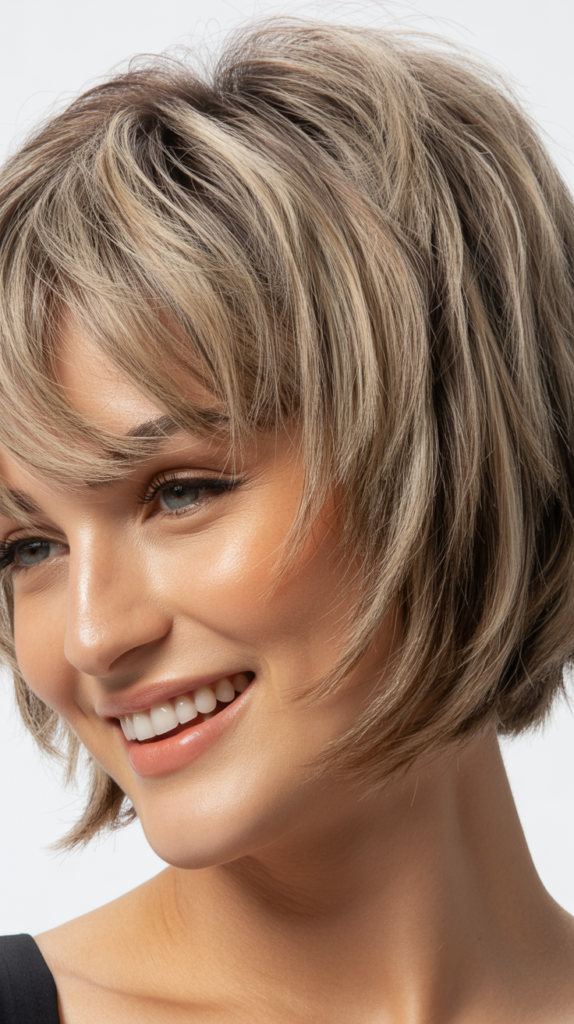 Layered Choppy Bob with Bangs