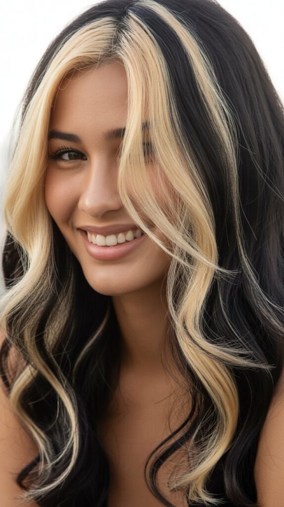 Blonde Highlights with Black Hair Extensions