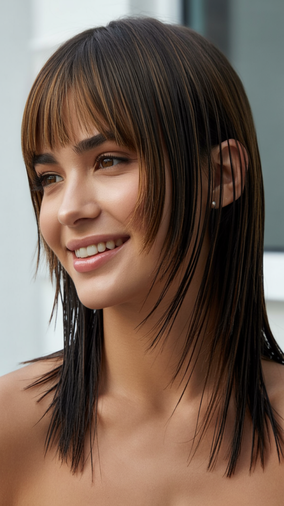  Shaggy Bangs with Straight Layered Cut