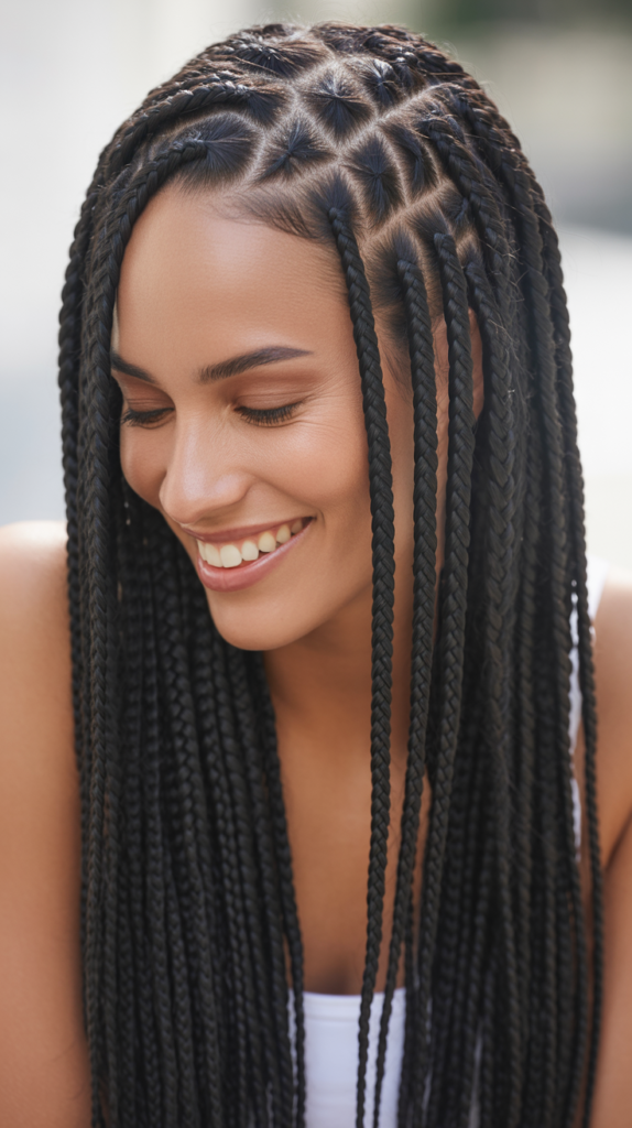 Waist-Length Side Part Knotless Braids