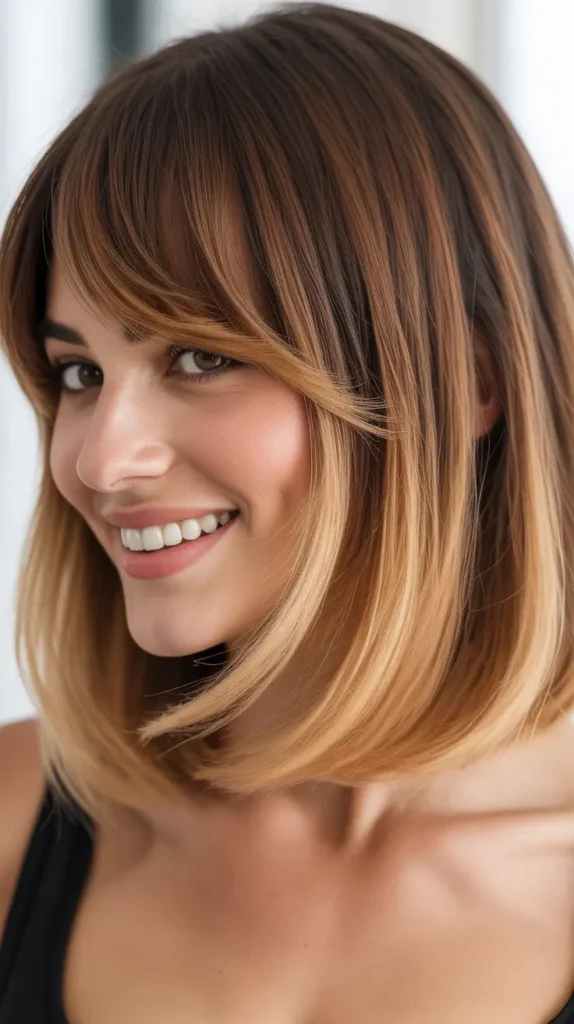 Ombre Lob with Swoopy Bangs
