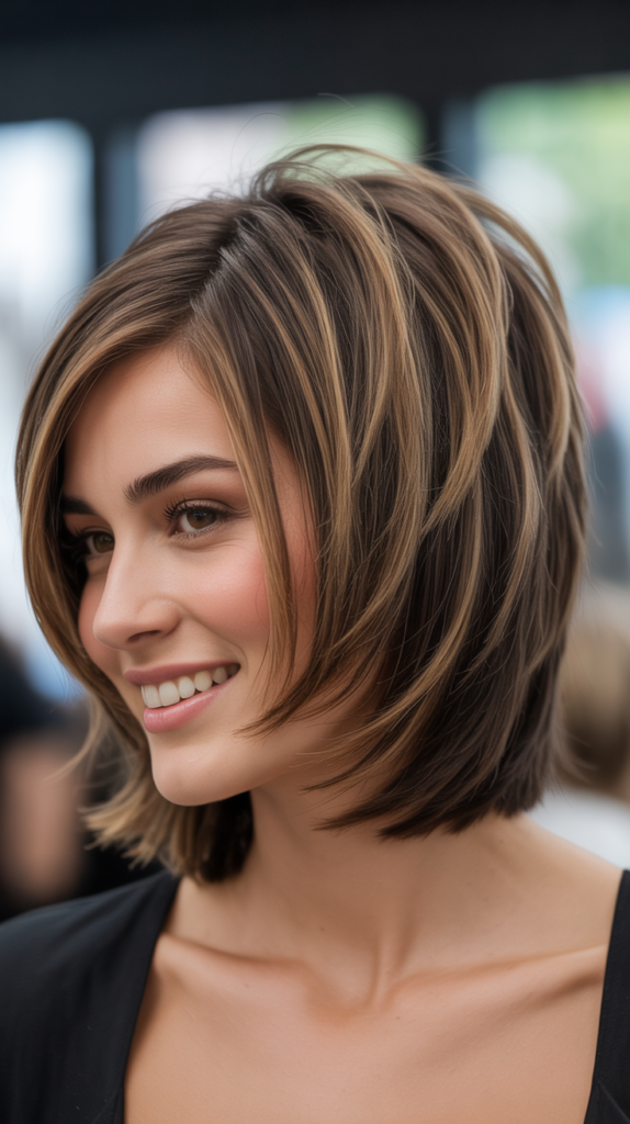 Voluminous Inverted Bob with Teased Stacked Crown