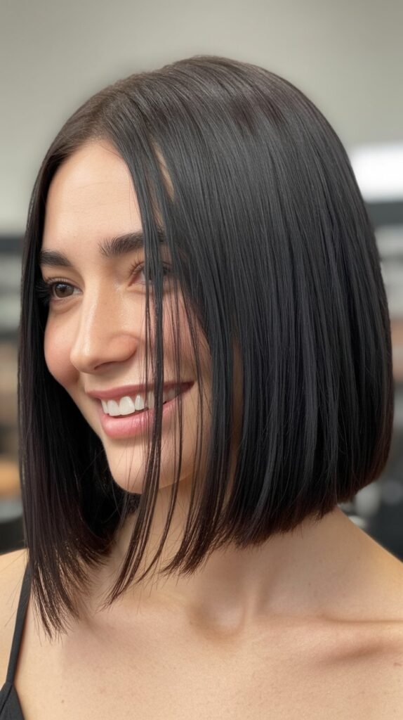 Straight Choppy Bob with Blunt Ends