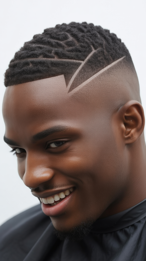 Low Taper Fade with Geometric Design