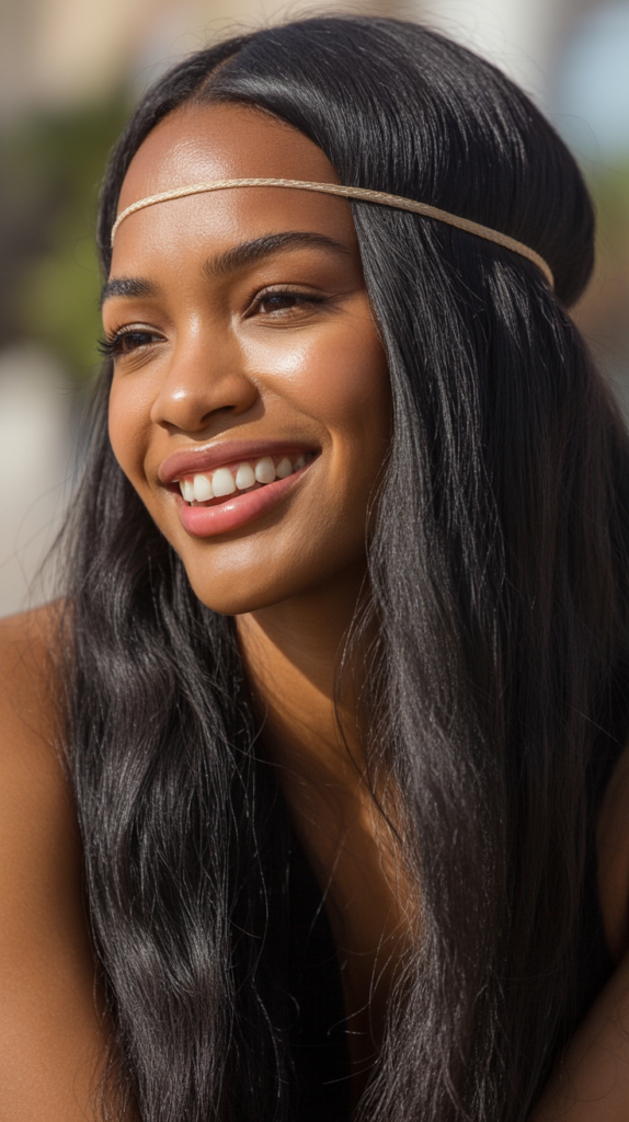 Straight Hair with Headband Accent