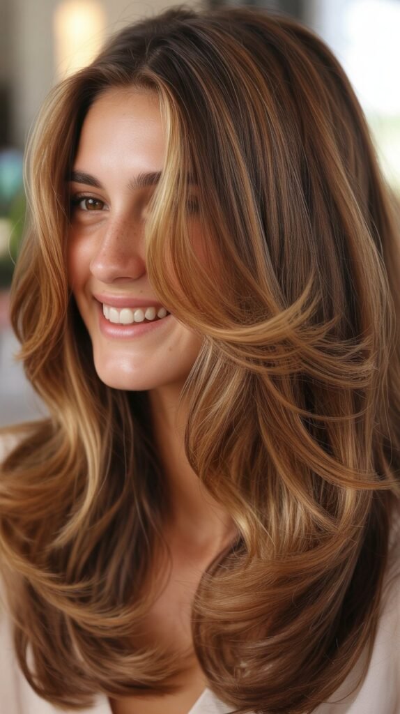 Natural-Looking Caramel Sun-Kissed Highlights