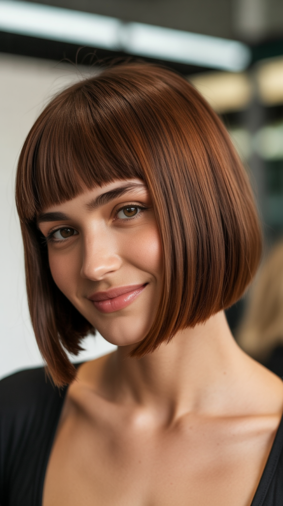 A-Line Bob with Blunt Bangs