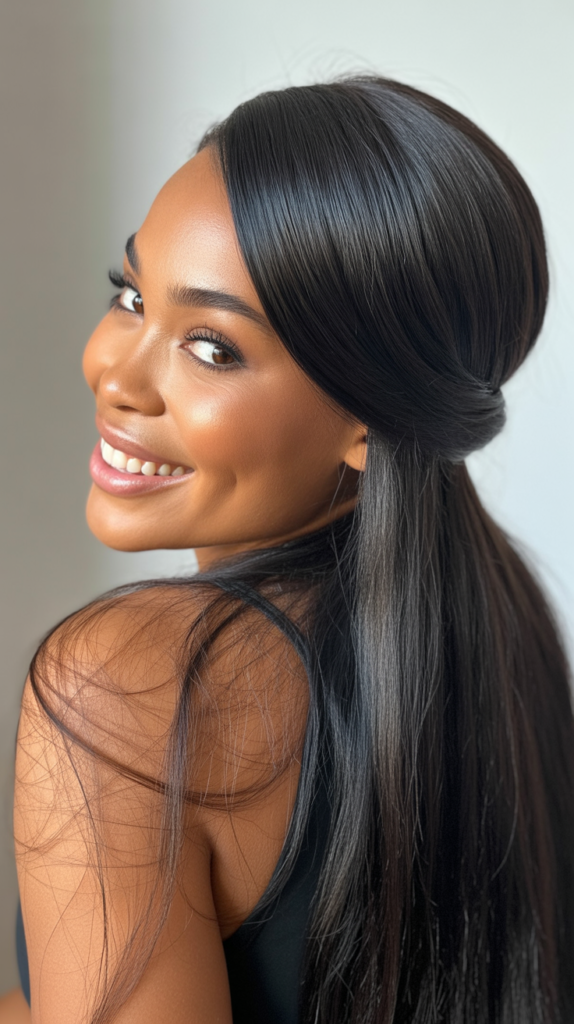 Straight Half-Up Half-Down Style