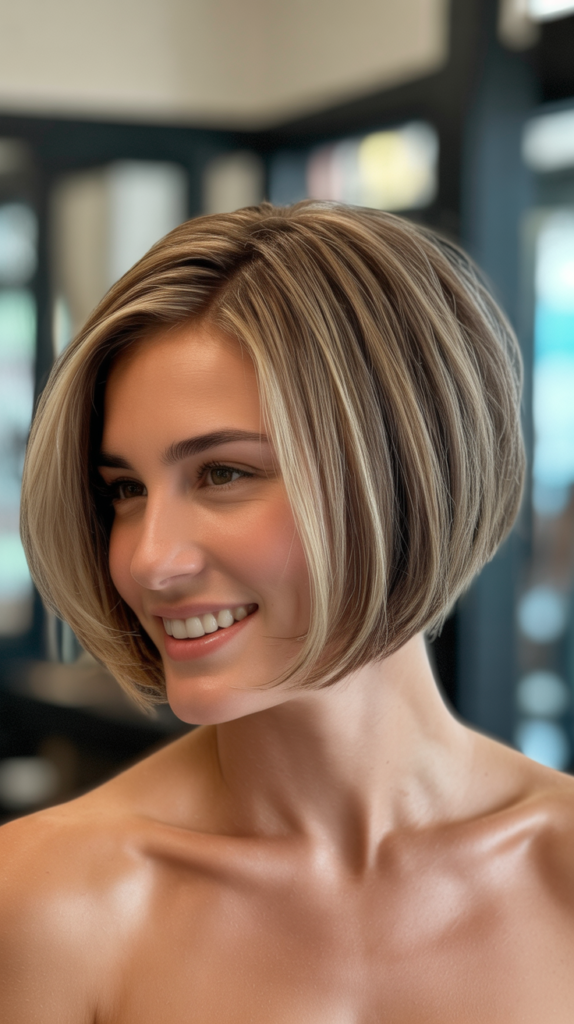 Stacked Bob with Styling Product Considerations