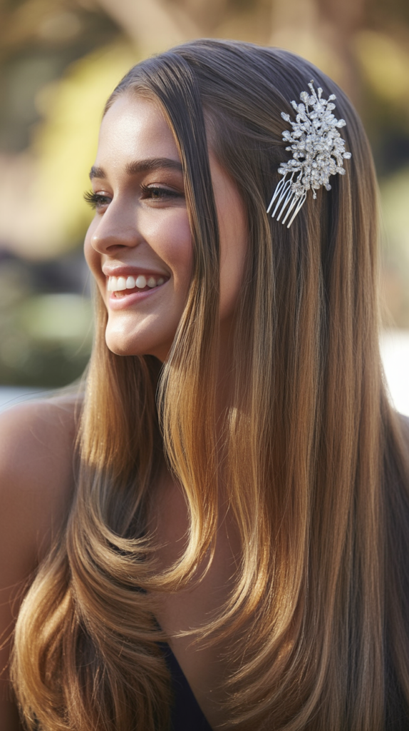 Straight Hair with Statement Hair Comb
