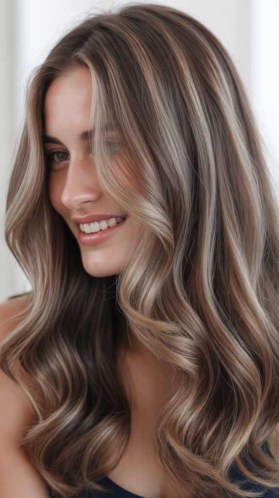 Ash Brown Highlights on Dark Hair