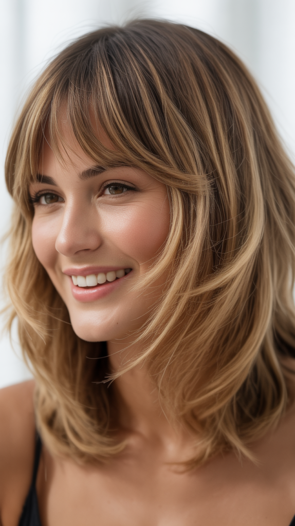 Tousled Beach Wave Bob with Curtain Bangs