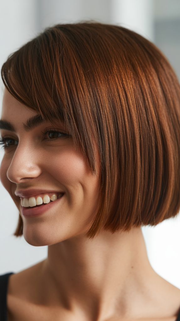 Rounded Crop with Side-Swept Fringe
