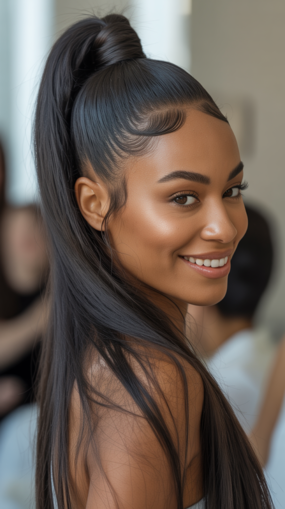 Straight Ponytail with Slicked Edges