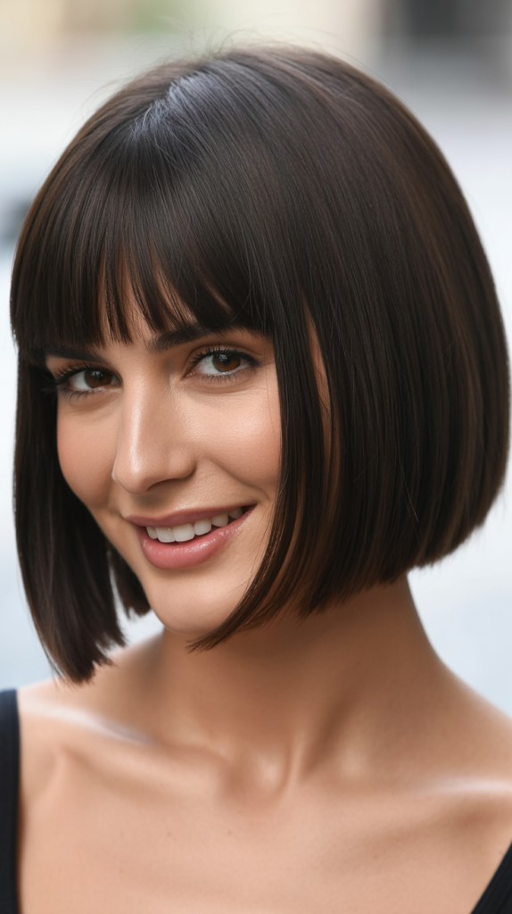 Straight Bob with Curtain Bangs