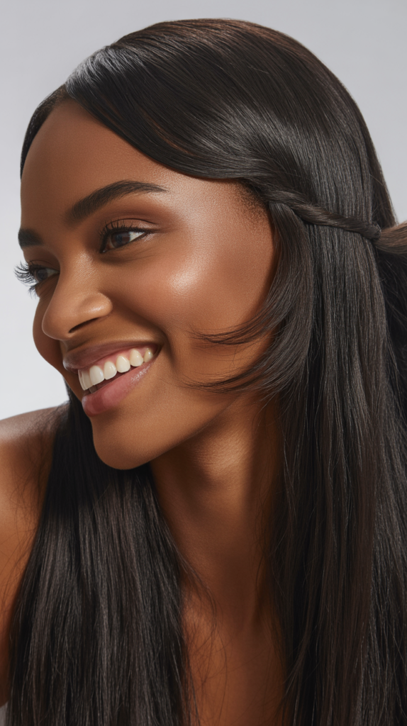 Straight Hair with Tucked One Side