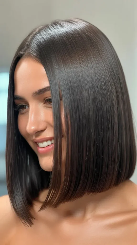 Long Bob with Glass Hair Effect