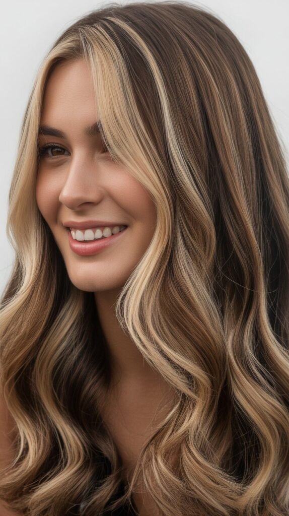 Ash Brown with Sandy Blonde Highlights and Subtle Money Piece