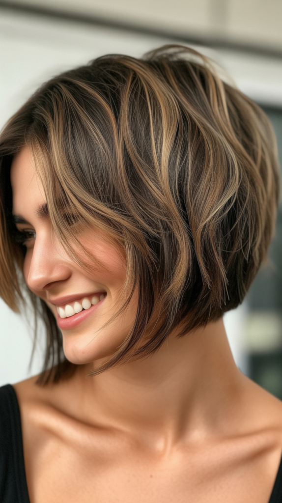  Choppy Bob with Highlights and Lowlights
