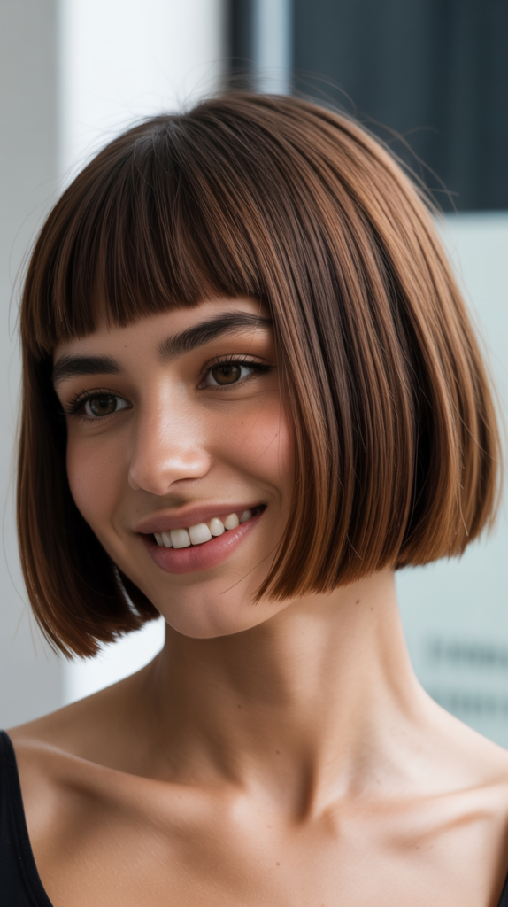 Undercut Bob with Blunt Bangs