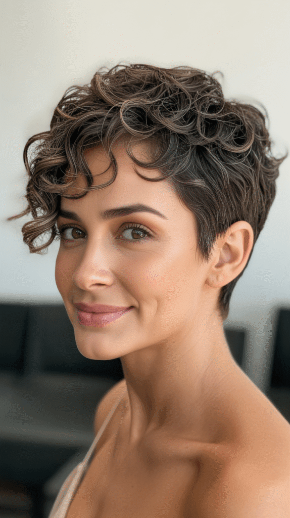 Top 30 Feminine Short Hair for Round Faces 24 Curly Pixie Cut