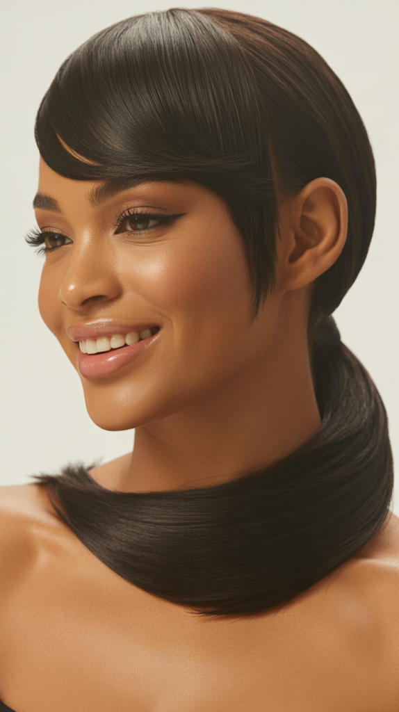 Bubble Ponytail with Straight Hair